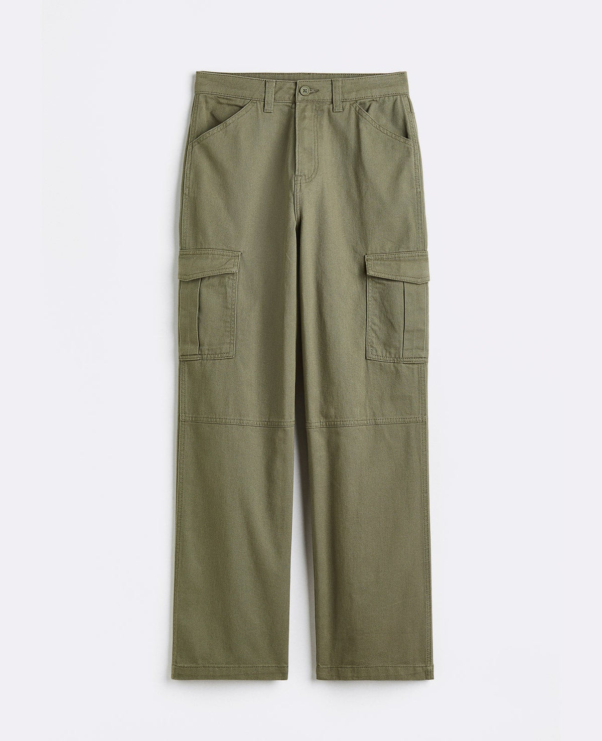 Baumwollhose mit hohem Bund – Khaki