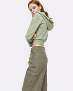 Baumwollhose mit hohem Bund – Khaki