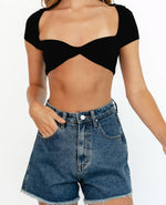 Solides Crop Top Schwarz