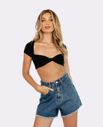 Crop Top Uni Noir